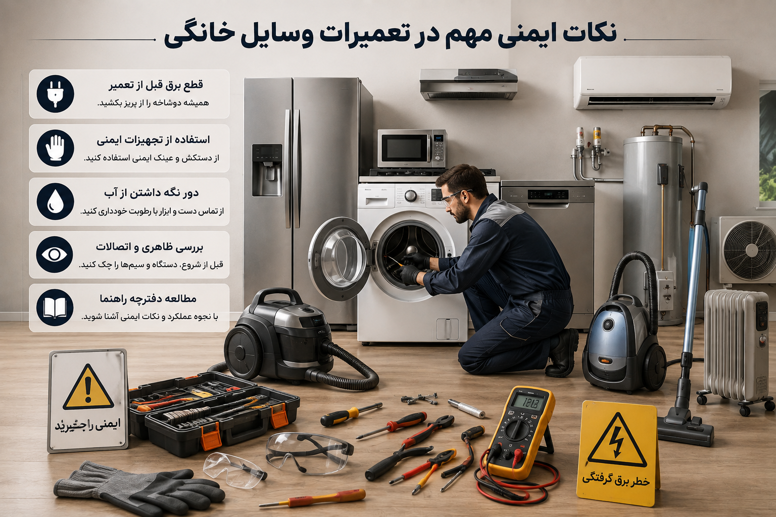 نکات ایمنی مهم در تعمیرات وسایل خانگی